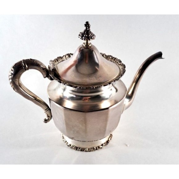 Antique Van Bergh Tea Service Quadruple Silver Plate Pot Creamer Sugar #15 - Picture 2 of 8